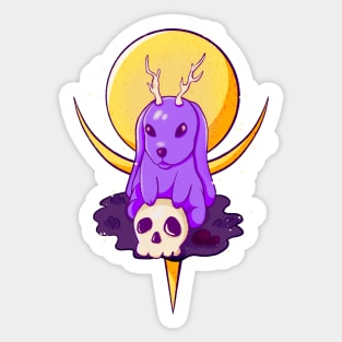 Creepy Rabbit With Antlers Occult Goth Sticker